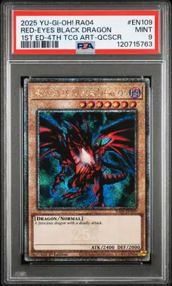 YUGIOH PSA 9 2025 Red-Eyes Black Dragon RA04-EN109 QCR 1st Edition "4th Art" - Image 1