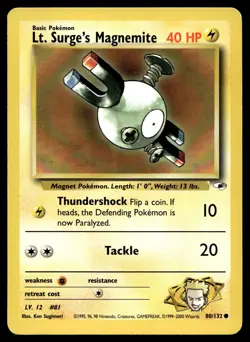 LT. SURGE'S MAGNEMITE 80/132 COMMON GYM HEROES POKEMON - Image 1