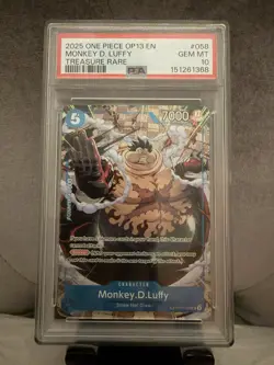 2025 ONE PIECE OP13-058 MONKEY D. LUFFY TREASURE RARE PSA 10 GEM MINT - Image 1