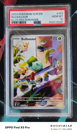 Pokemon Bulbasaur Stellar Crown Illustration Rare Holo #143/142 PSA 10 - Image 1