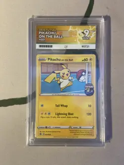 Pokemon Pikachu TCG Promo Card On the Ball Futsal, 001/005, Ace 9 Mint Condition - Image 1