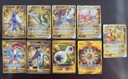LOT OF 9 GOLD POKEMON CARDS Houndoom Rainbow Energy Giratina Inteleon - Image 1