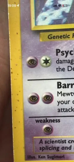 Pokemon Mewtwo 10/102 Holo Rare base Set REGISTRY ERROR MISPRINT 😍 - Image 5