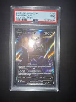 2021 POKEMON SWORD & SHIELD EVOLVING SKIES #189 FULL ART/UMBREON V PSA 9 - Image 1