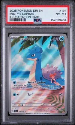 Pokemon TCG Misty's Lapras 194/182 Destined Rivals Illustration Rare Holo PSA 8 - Image 1