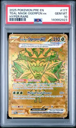 2025 POKEMON PRE EN-PRISMATIC EVOLUTIONS HYPER RARE TEAL MASK OGERPON EX PSA 10 - Image 1