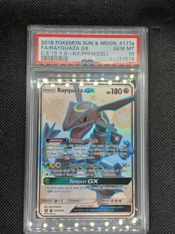 2018 POKEMON SUN & MOON CELESTIAL STORM #177A FULL ART/RAYQUAZA GX PSA 10 - Image 1