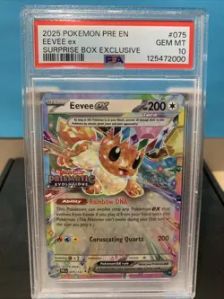 2025 POKEMON PRE EN-PRISMATIC EVOLUTIONS SURPRISE BOX EXCLUSIVE EEVEE EX PSA 10 - Image 1
