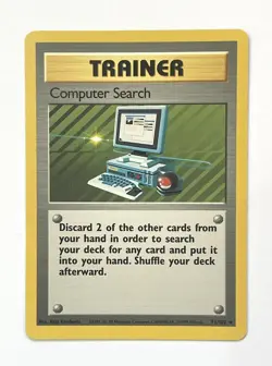 Computer Search 71/102 Rare Base Set Unlimited Pokemon Trainer Card NM Near Mint - Image 1