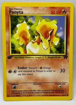 🔥 PONYTA 1st Edition Pokemon TCG 2000 Team Rocket Set Non HOLO # 64/82 - Image 1
