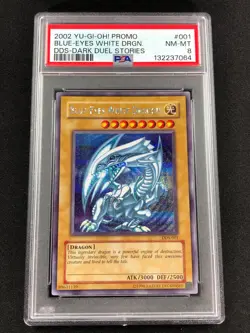 Yugioh 2002 Blue Eyes White Dragon DDS-001 PSA 8 Secret Rare - Image 1