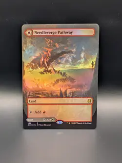 MTG - Needleverge Pathway/Pillarverge Pathway - FOIL BORDERLESS - Land -ZNR #288 - Image 1
