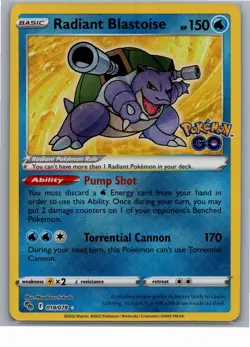 Radiant Blastoise Radiant Rare Pokemon GO 018/078 NM - Image 1