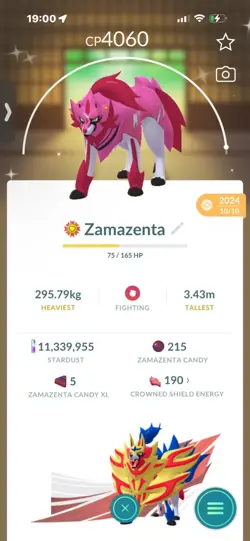 Pokemon Go Legendary Shiny Zamazenta ( High CP ) - Image 1