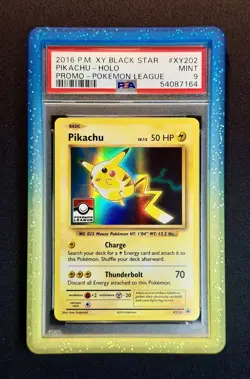 PSA 9 2016 PIKACHU XY202 PROMO - POKEMON LEAGUE - HOLO W/GUARD - Image 1
