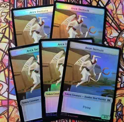 5x Aven Initiate FOIL TOKENS 004 Double Sided Double Masters 2022 2X2 MINT MTG - Image 1