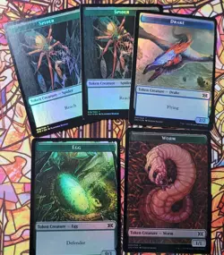 5x Aven Initiate FOIL TOKENS 004 Double Sided Double Masters 2022 2X2 MINT MTG - Image 2