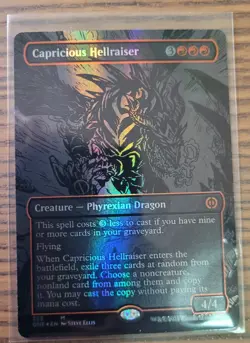 Capricious Hellraiser OIL SLICK RAISED FOIL Full Art 353 Phyrexia One MINT MTG - Image 1