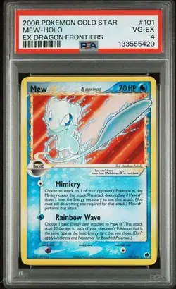Pokemon Mew Gold Star Holo Delta Species EX Dragon Frontiers 101/101 PSA 4 - Image 1