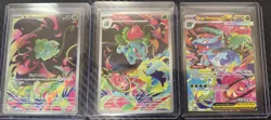 2025 Pokemon Gold Star Mega Venusaur EX #177, Ivysaur #134, Bulbasaur #133 - Image 1