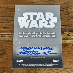 The Mandalorian 2025 Topps Chrome SILVER FOIL SKETCH 1/1 Card Matthew Maldonado - Image 2