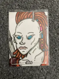 Star Wars Topps Smugglers Outpost Aurra Sing Sketch 1/1 Artist Signed Card - Image 1
