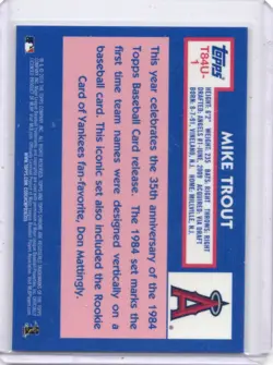 2019 Topps Update Silver Pack - 1984 Topps Baseball Chrome Mike Trout #T84U-1 - Image 2