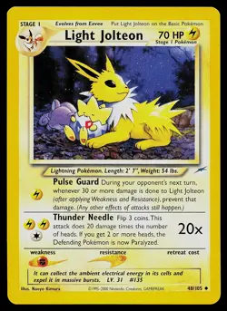 Pokemon Card - Light Jolteon Neo Destiny 48/105 Uncommon - Image 1