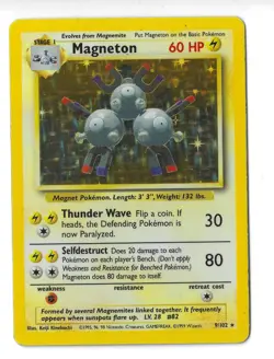 Magneton 9/102 Base Set Holo Rare Pokemon Card WOTC 1999 LP/MP - Image 3