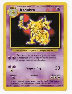 Kadabra 32/102 Base Set Pokemon Card NM - LP WotC - Image 1