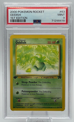 2000 POKEMON ROCKET #63 ODDISH 1ST EDITION PSA 9 MINT - Image 1