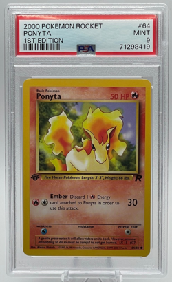2000 POKEMON ROCKET #64 PONYTA 1ST EDITION PSA 9 MINT - Image 1