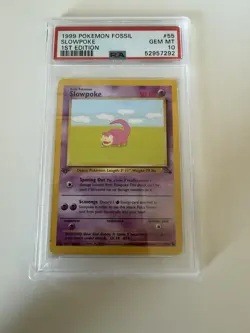 Pokemon 1999 Fossil Slowpoke 1st Edition PSA 10 Regular 55/62 Common English - Image 1