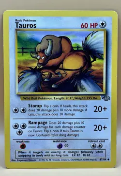Tauros 47/64 – Jungle (Uncommon Non-Holo) - LP - WOTC 1999 Pokemon TCG - Image 1