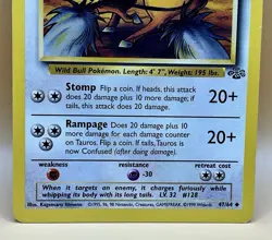 Tauros 47/64 – Jungle (Uncommon Non-Holo) - LP - WOTC 1999 Pokemon TCG - Image 3