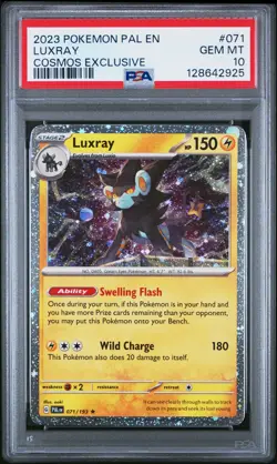 2023 POKEMON PAL EN-PALDEA EVOLVED COSMOS EXCLUSIVE #071 LUXRAY PSA 10 - Image 1