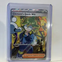 Pokemon TCG Clemont's Quick Wit 229/191 – SV08: Surging Sparks – Holo – Near Min - Image 1