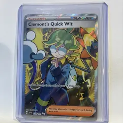 Pokemon TCG Clemont's Quick Wit 229/191 – SV08: Surging Sparks – Holo – Near Min - Image 2