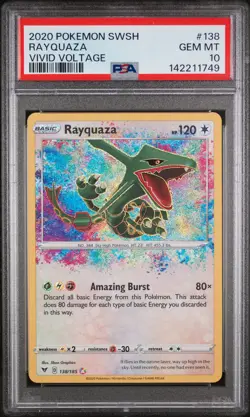 2020 POKEMON SWORD & SHIELD VIVID VOLTAGE #138 RAYQUAZA PSA 10 - Image 1