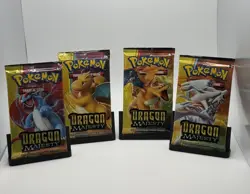 Pokemon Dragon Majesty Booster Pack Artwork Set of 4 packs - New, Sealed - Image 1