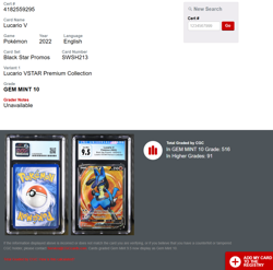 CGC 9.5 (Now CGC 10) Lucario V SWSH213 Black Star Promo - Pokemon - SHIPS FAST - Image 3