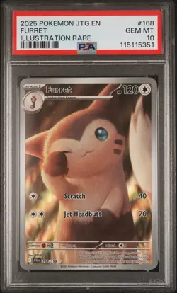 2025 POKEMON JTG EN-JOURNEY TOGETHER ILLUSTRATION RARE #168 FURRET PSA 10 - Image 1