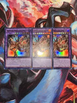 Yugioh! 3x Invoked Magistus Omega BPRO-EN100 Ultra Rare 1st Edition Near Mint - Image 1
