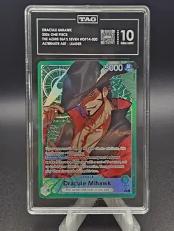 2026 One Piece OP14 Dracule Mihawk Leader Alternate Art TAG 10 - Image 1