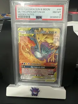 2019 Pokemon Sun & Moon Moltres Zapdos Articuno GX Hidden Fates 44/68 PSA 8 - Image 4