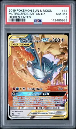 Pokemon Moltres & Zapdos & Articuno GX Ultra Rare Holo PSA 8 Hidden Fates 44/68 - Image 1
