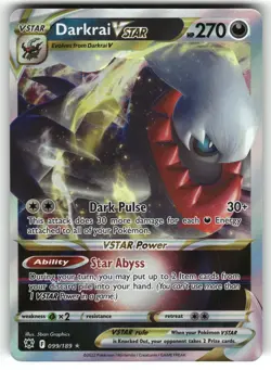 Darkrai VSTAR 099/189 SWSH10: Astral Radiance NM Pokemon Card TCG - Image 1