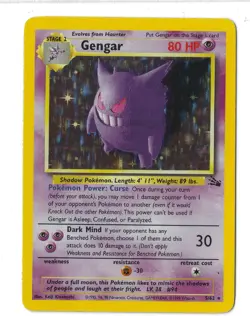 Gengar 5/62 Fossil Holo Rare Pokemon Card WOTC 1999 LP - Image 3