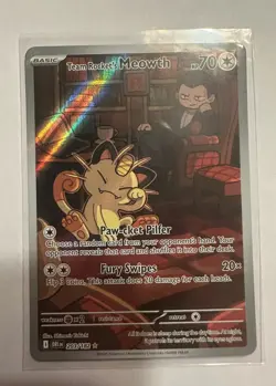 Pokemon TCG Team Rockets Meowth Card 203/182 Destined Rivals - Image 1