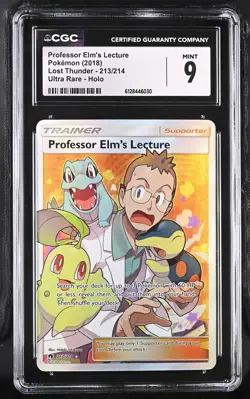CGC 9 Professor Elm's Lecture 213/214 Holo Full Art Lost Thunder Pokemon Card - Image 1